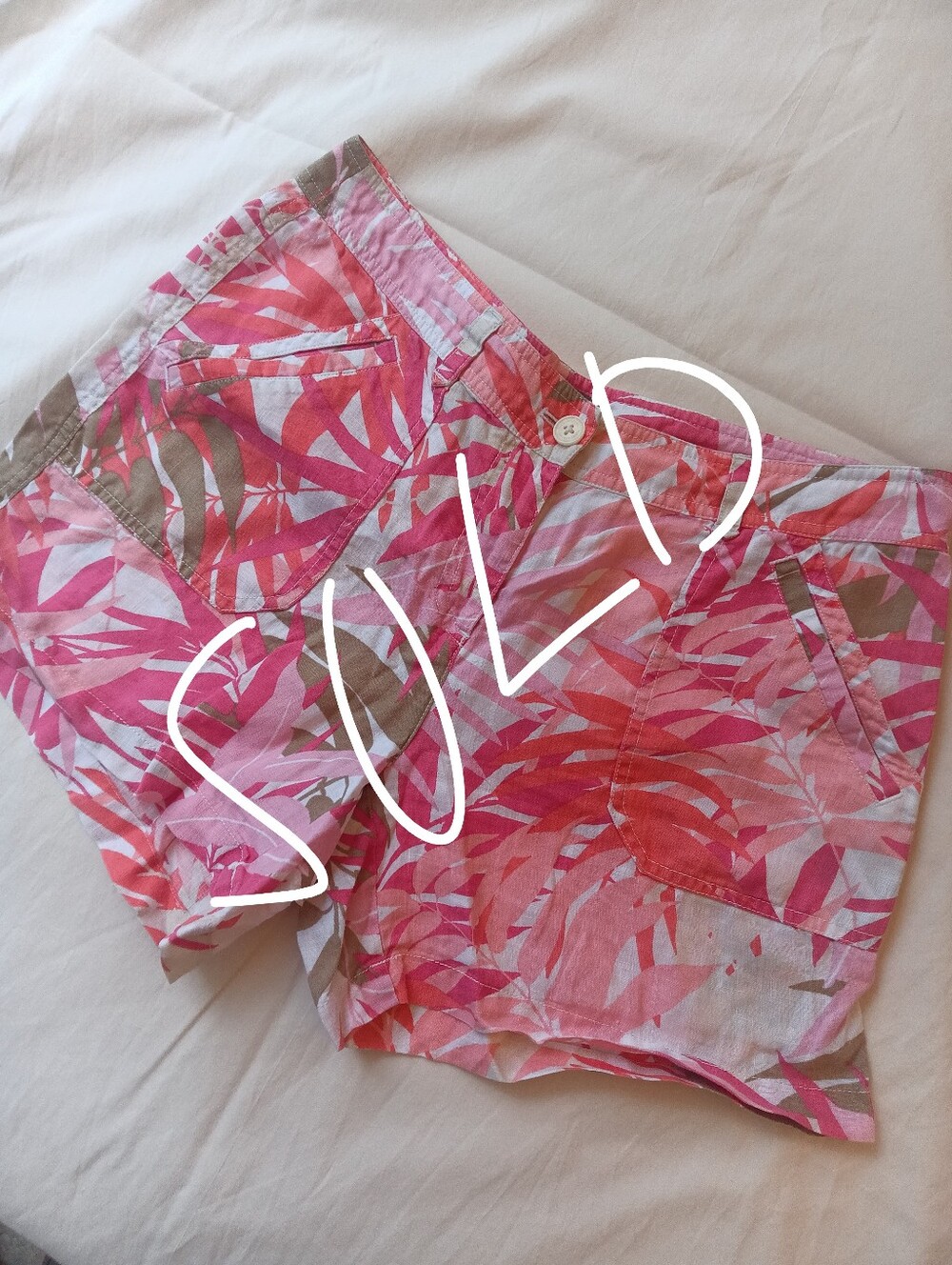 Tommy Bahama 100% Linen Tropical Shorts Pink Floral Resort Summer Coastal